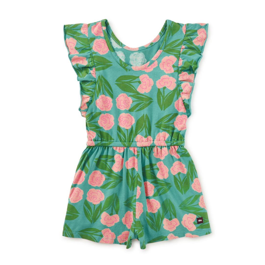 Flutter Sleeve Romper in Carnation Floral