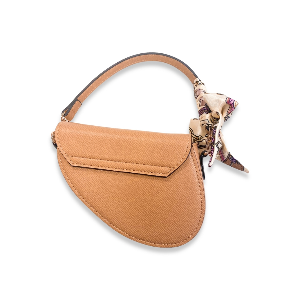 Mini Tan Saddle Purse with Scarf