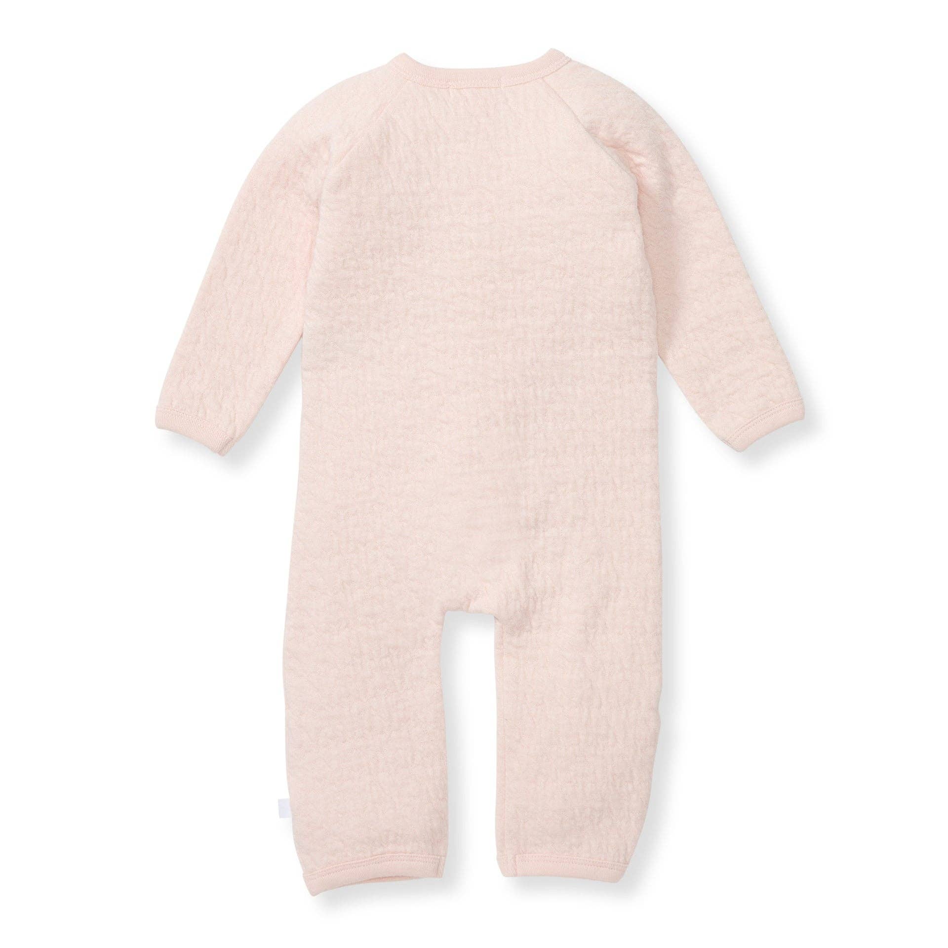 Organic Cotton Quilted Bee Wrap-Front Baby Jumpsuit - Ranunculus