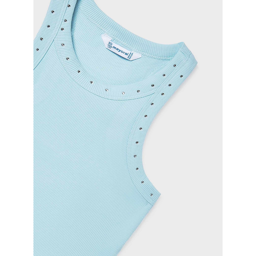 Aqua Ribbed Tank Top