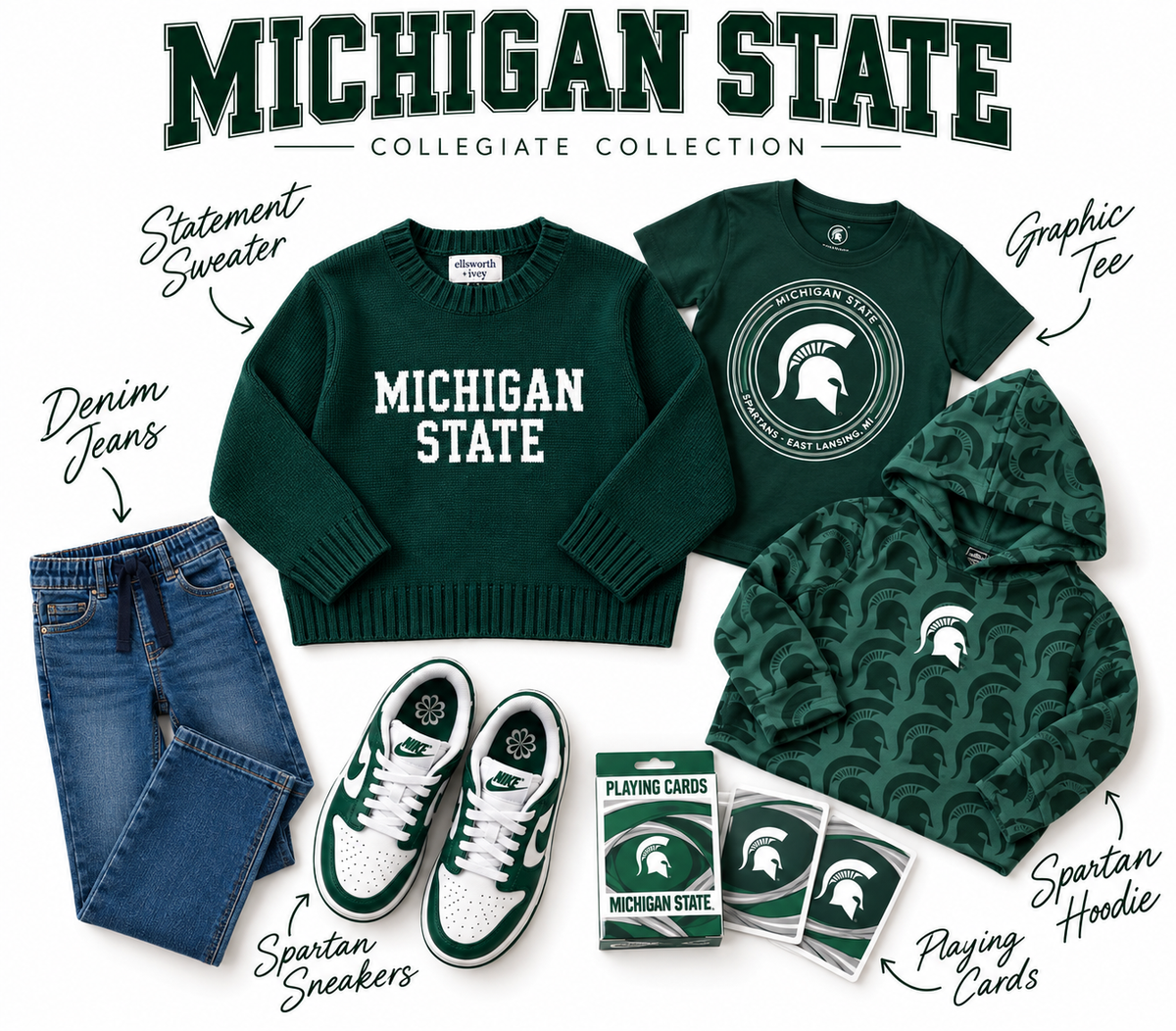 Kids Michigan State Block Letters Knit Sweater
