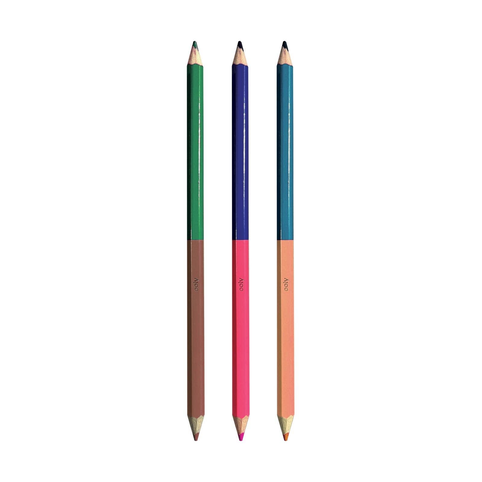 Double-Ended Colored Pencils - 12 Pencils 24 Colors for Kids | OOLY