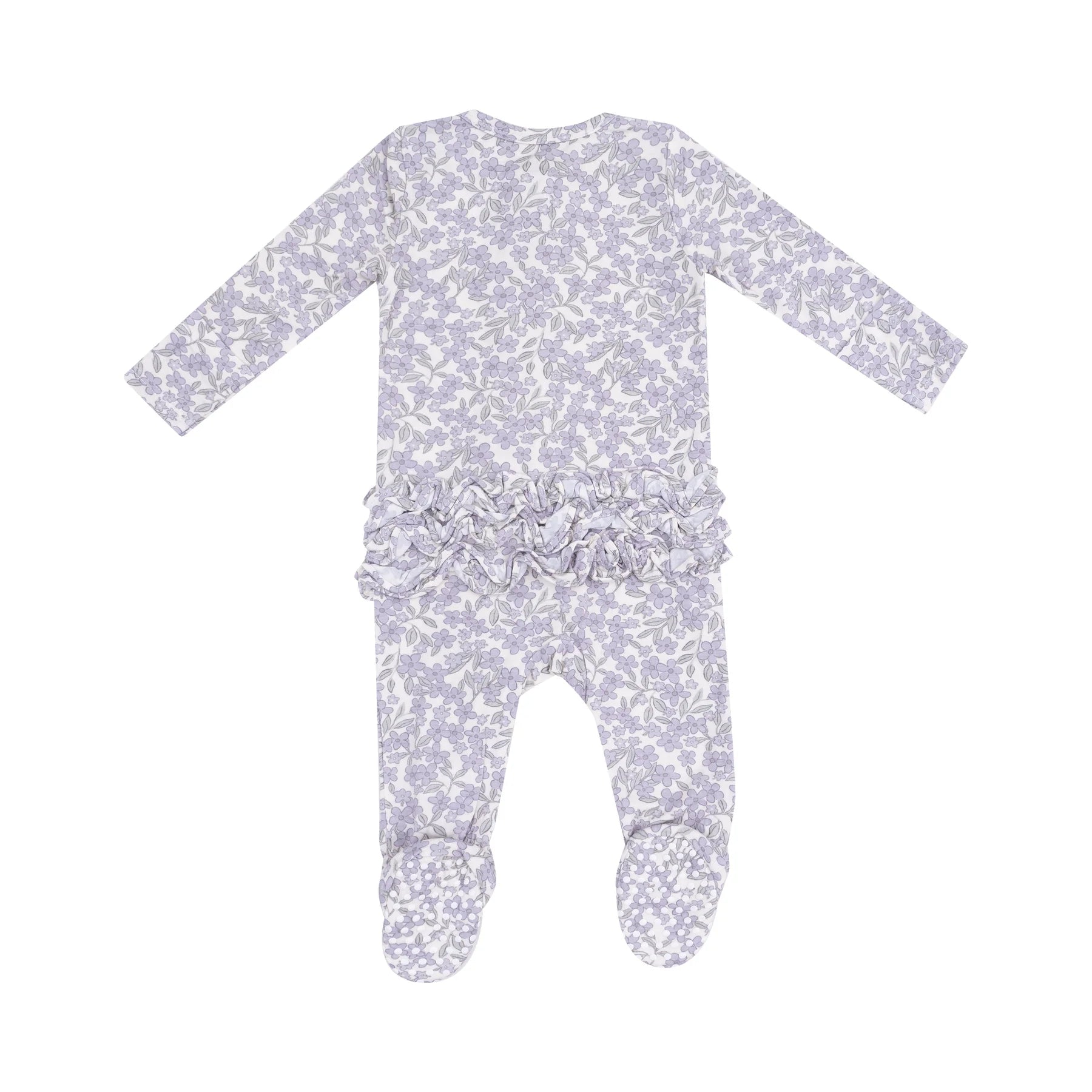 Forget Me Not Floral Ruffle Zipper Footie
