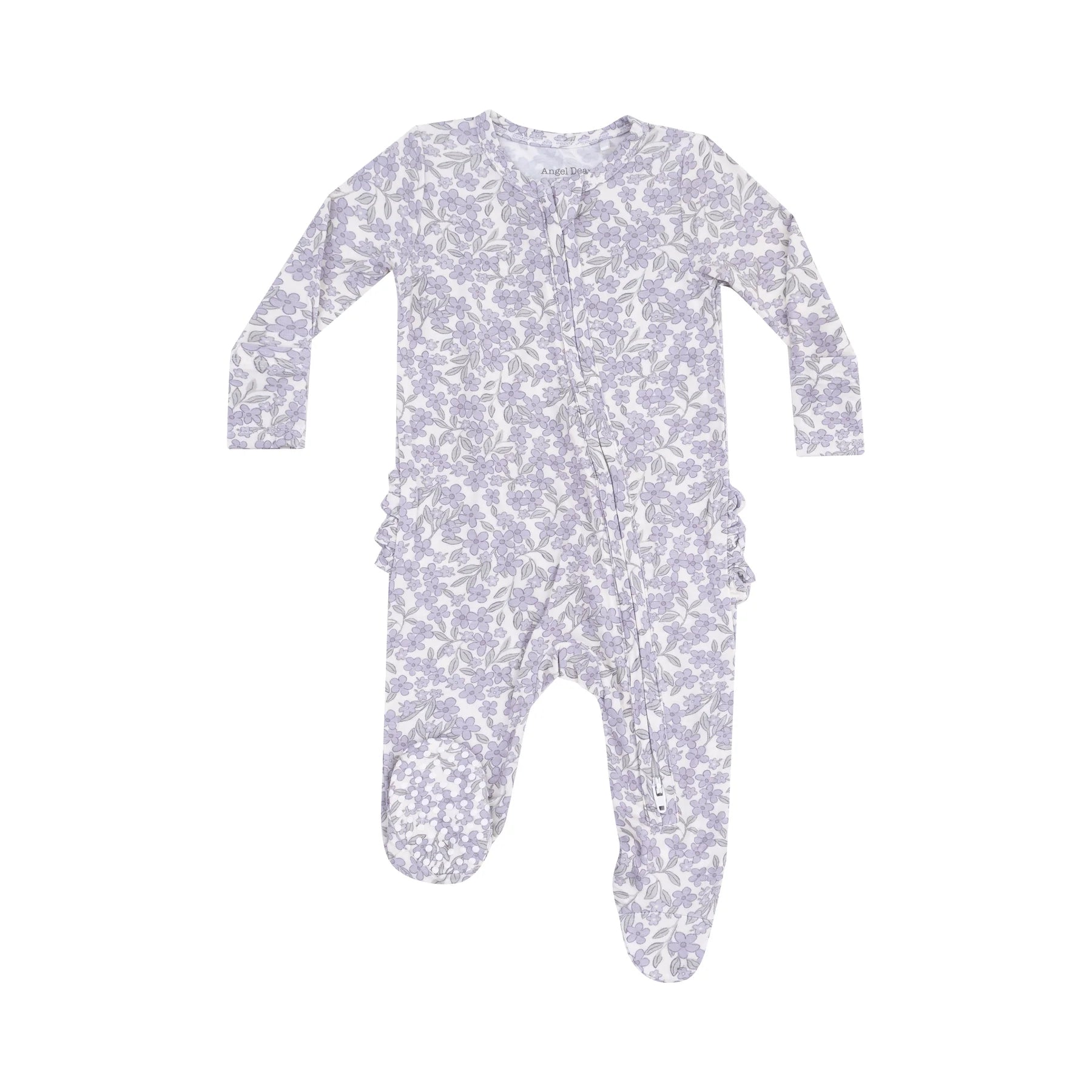 Forget Me Not Floral Ruffle Zipper Footie