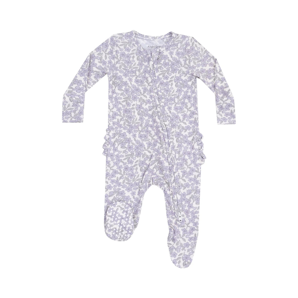 Forget Me Not Floral Ruffle Zipper Footie