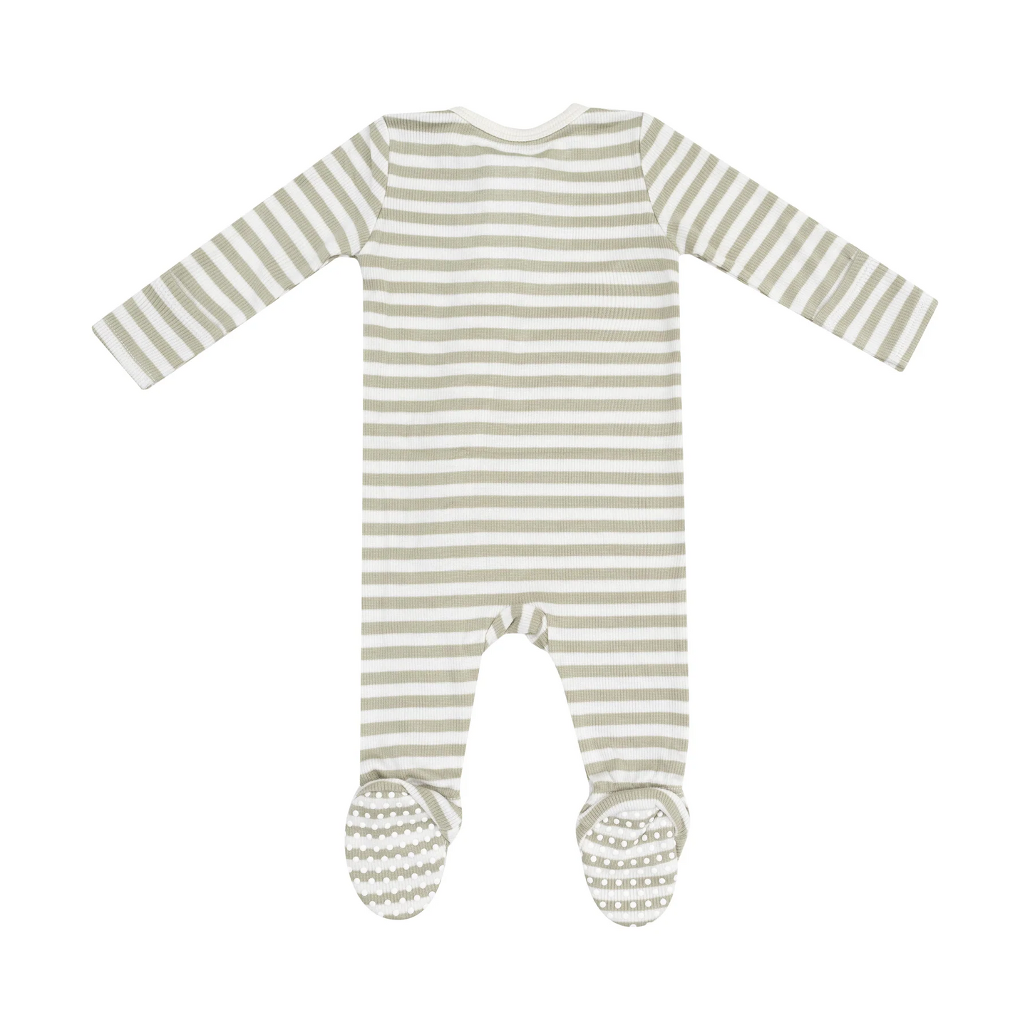 Stripe Sage Zipper Footie