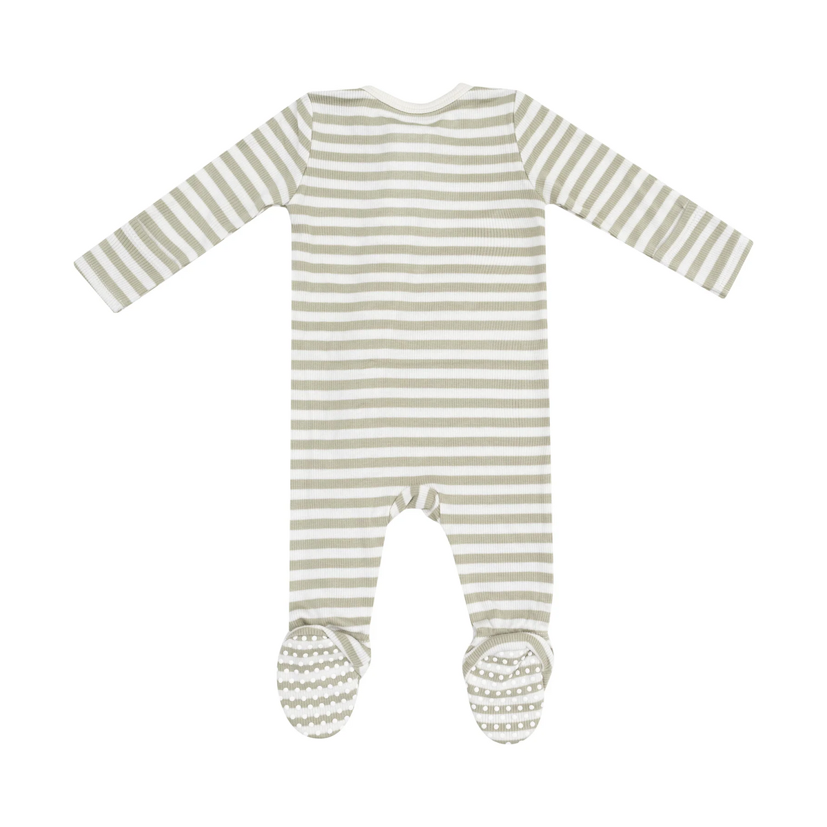 Stripe Sage Zipper Footie