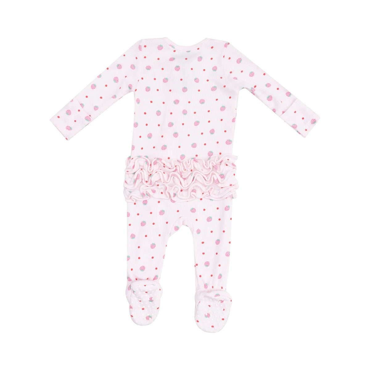 Strawberry Swiss Dot Zipper Footie