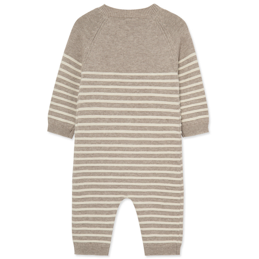 Tan Placed Stripe Sweater Coverall