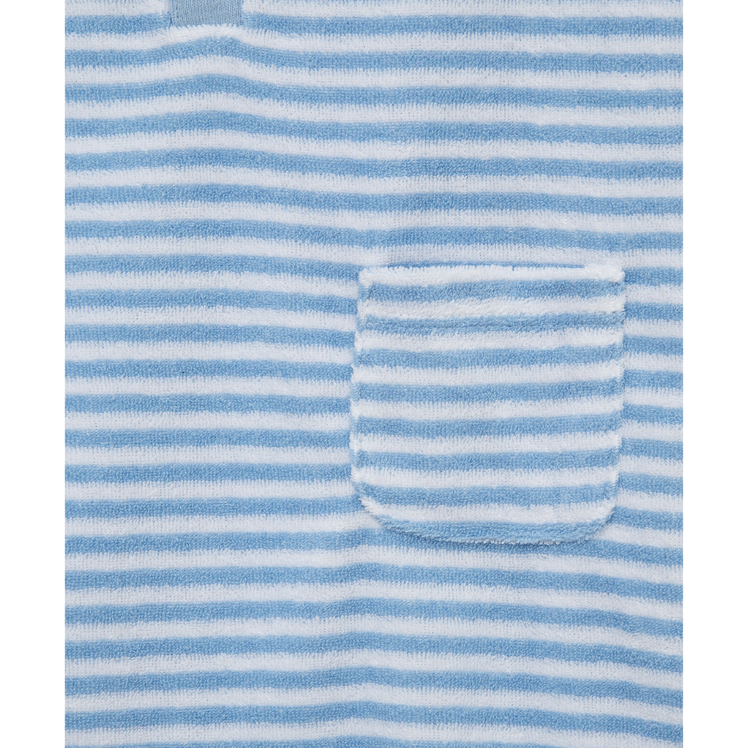 Blue Stripe French Terry Hat and Romper Set