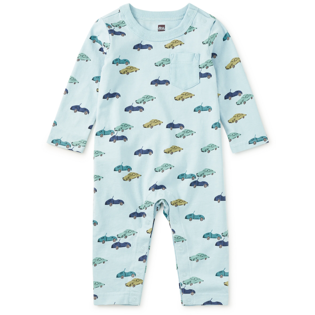 Mini Cars Long Sleeve Pocket Baby Romper