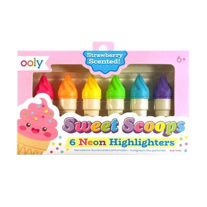 Sweet Scoops: Neon Highlighters - Strawberry Scent (Set of 6)