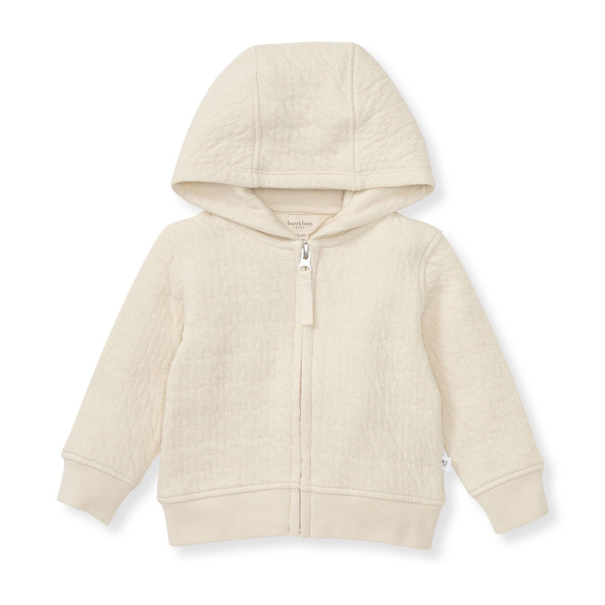 Quilted Zip-Up Hoodie in Oat