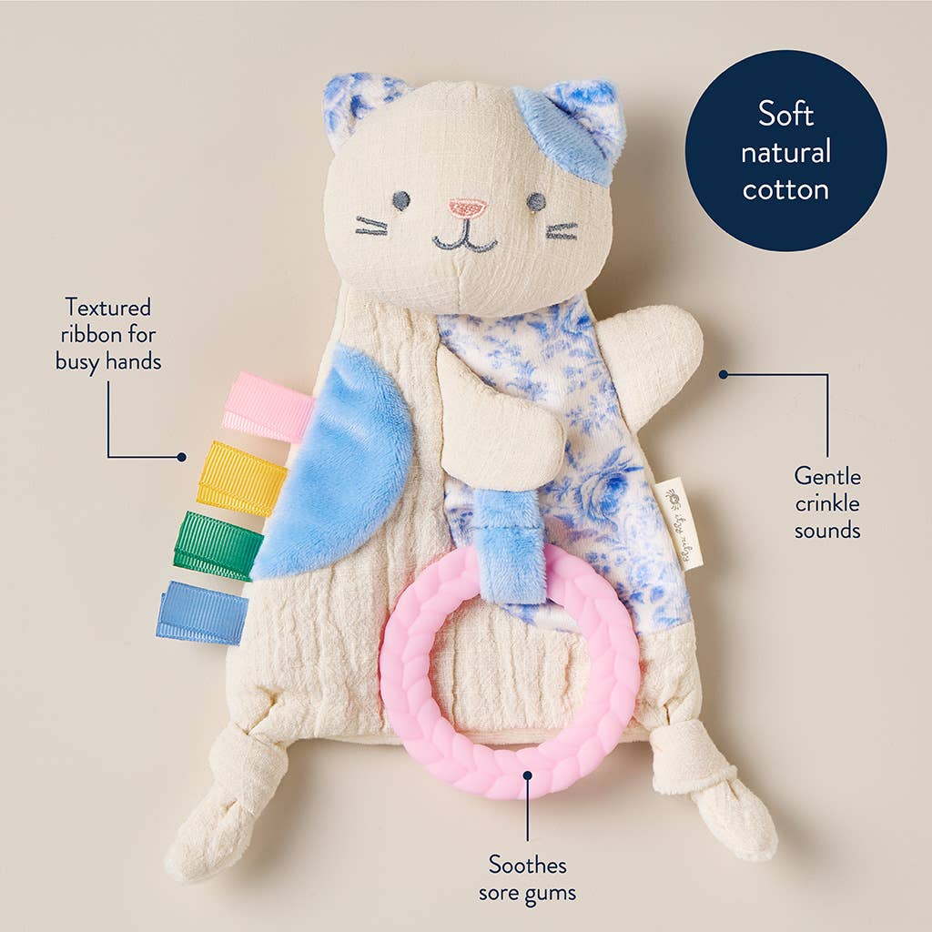 Crinkle Kitty Sensory Toy with Teether