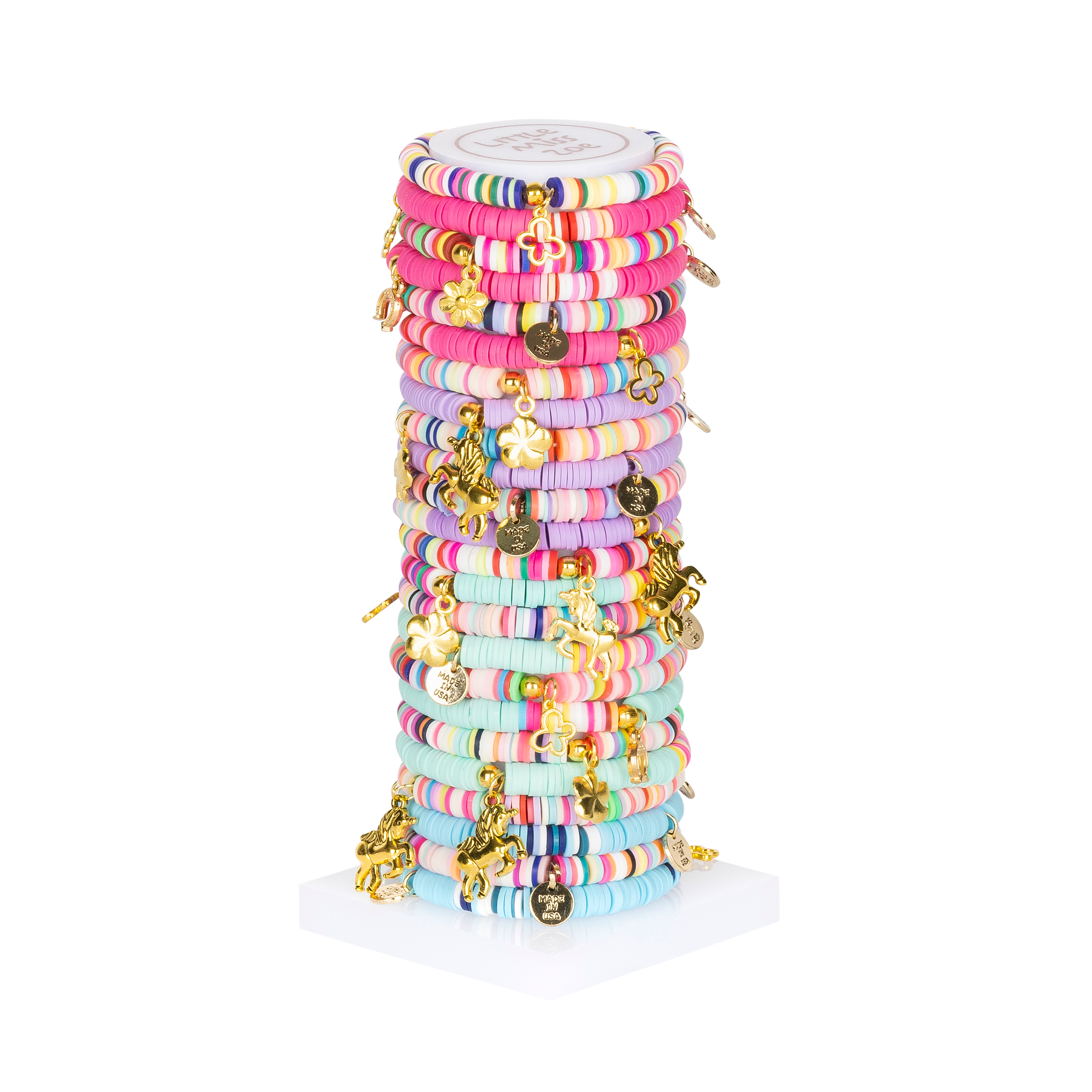 Assorted Vinyl Bead Charm Bracelets