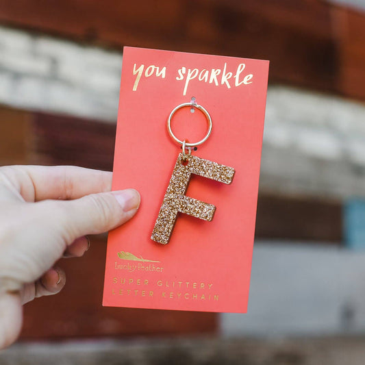 Glitter Letter Keychain - F