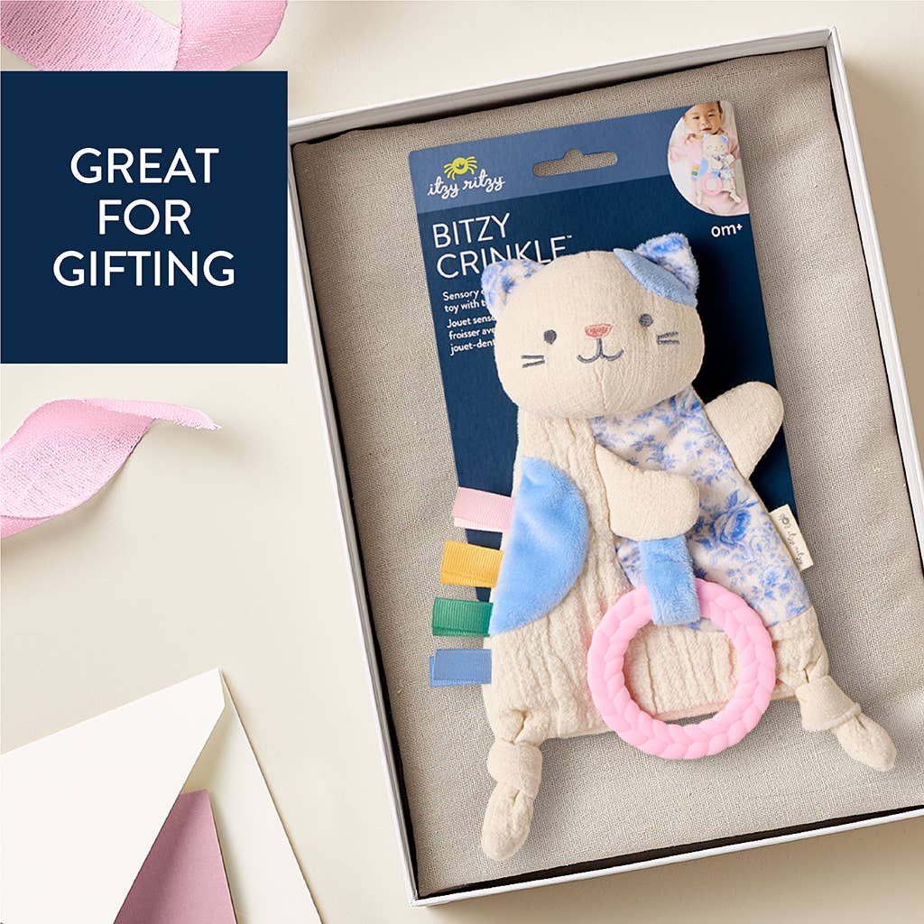 Crinkle Kitty Sensory Toy with Teether