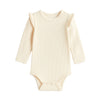 Leza Ivory Ribbed Ruffle Long Sleeve Bodysuit