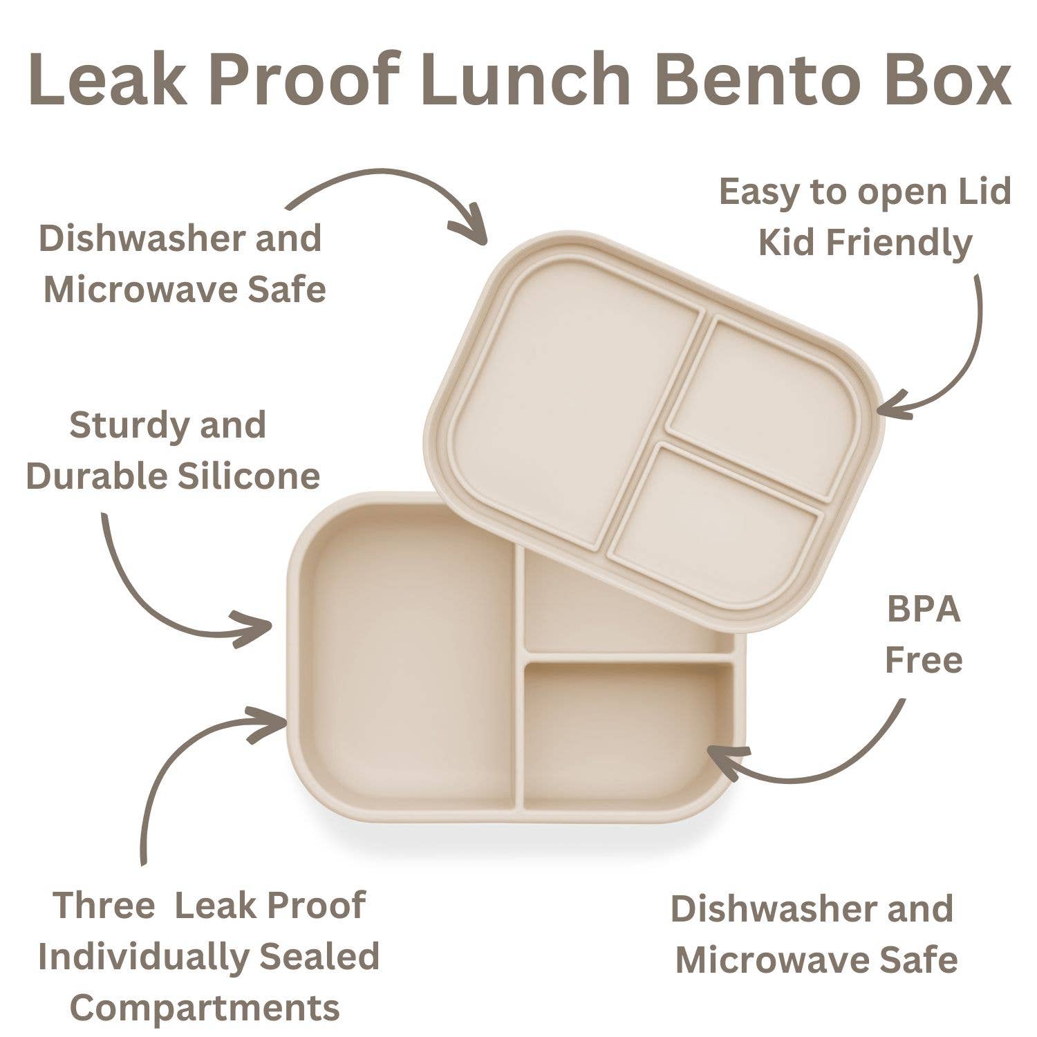 Ali+Oli Leakproof Silicone Bento Box (Coco) Back to School