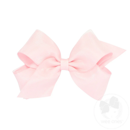 Pink Organza & Grosgrain Medium Hair Bow