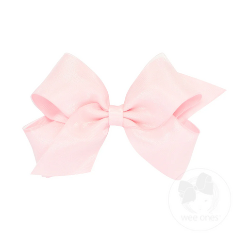 Organza Overlay Medium Grosgrain Hair Bows (Pinks)