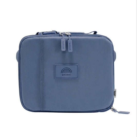 Blue travel bag with a visible brand logo on a white background