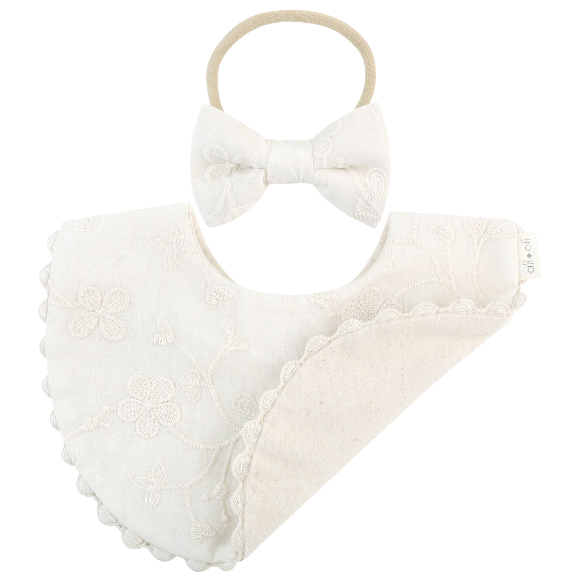 Flowers & Bow Cotton Baby Bib Double-Sided