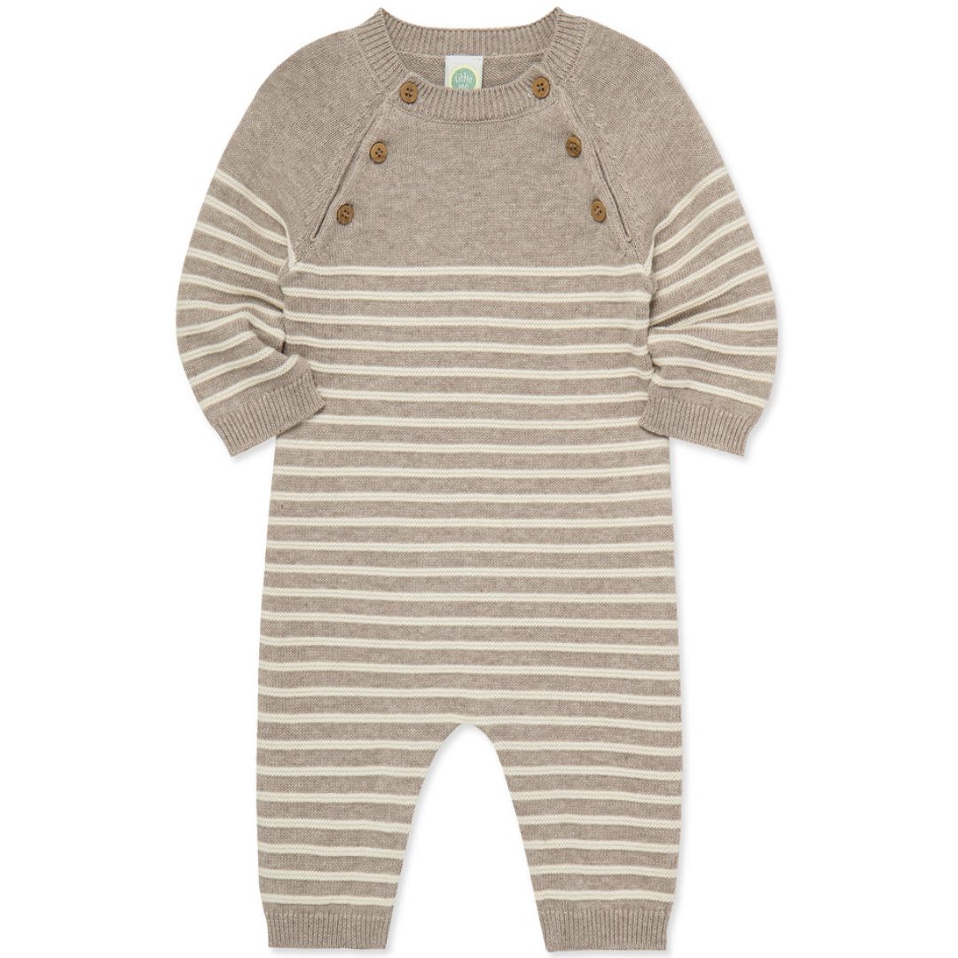 Tan Placed Stripe Sweater Coverall