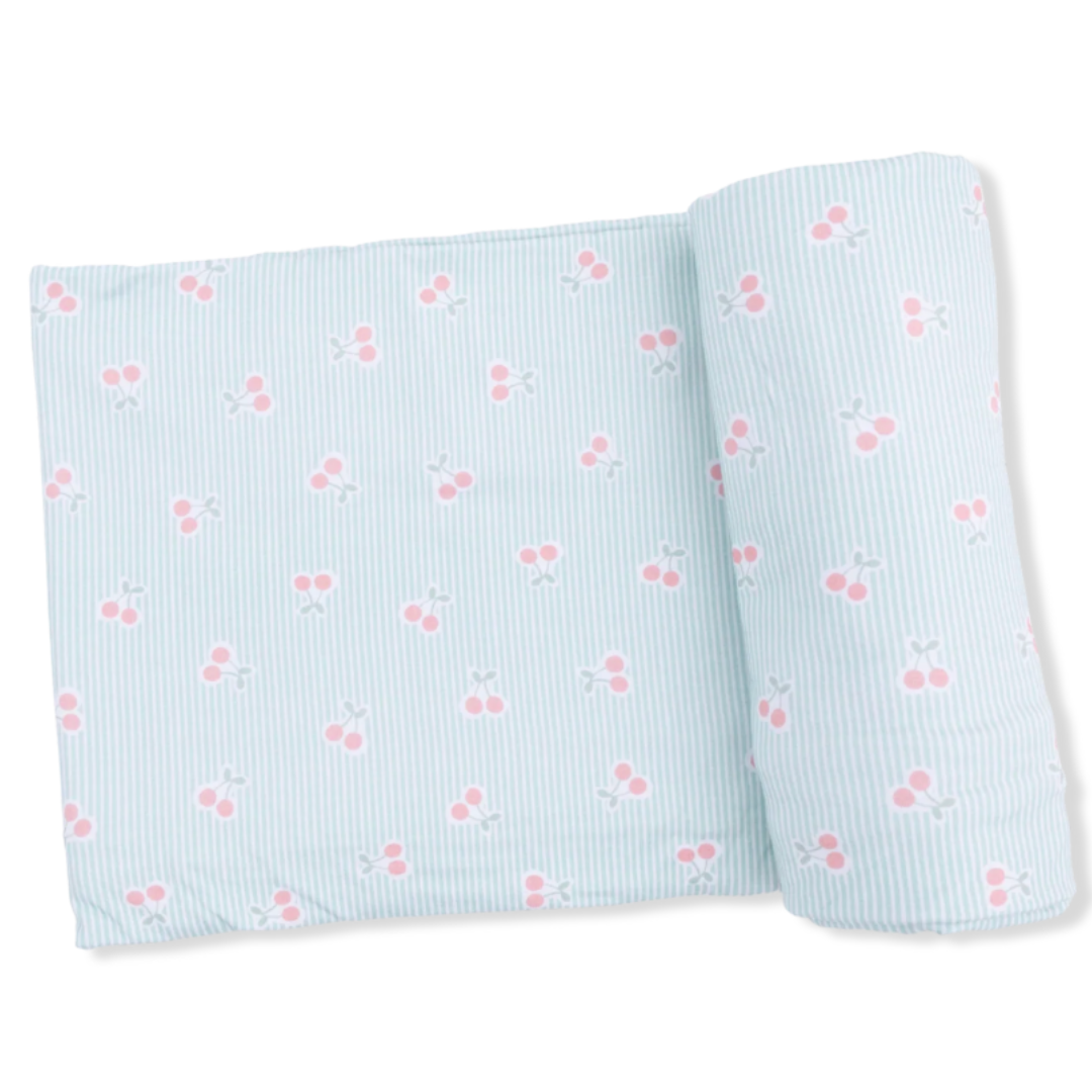 Cherry Stripe Swaddle Blanket
