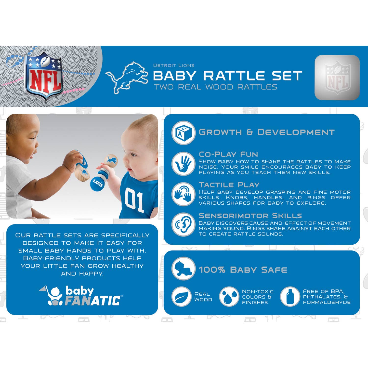 Detroit Lions Baby Rattles (2-Pack)