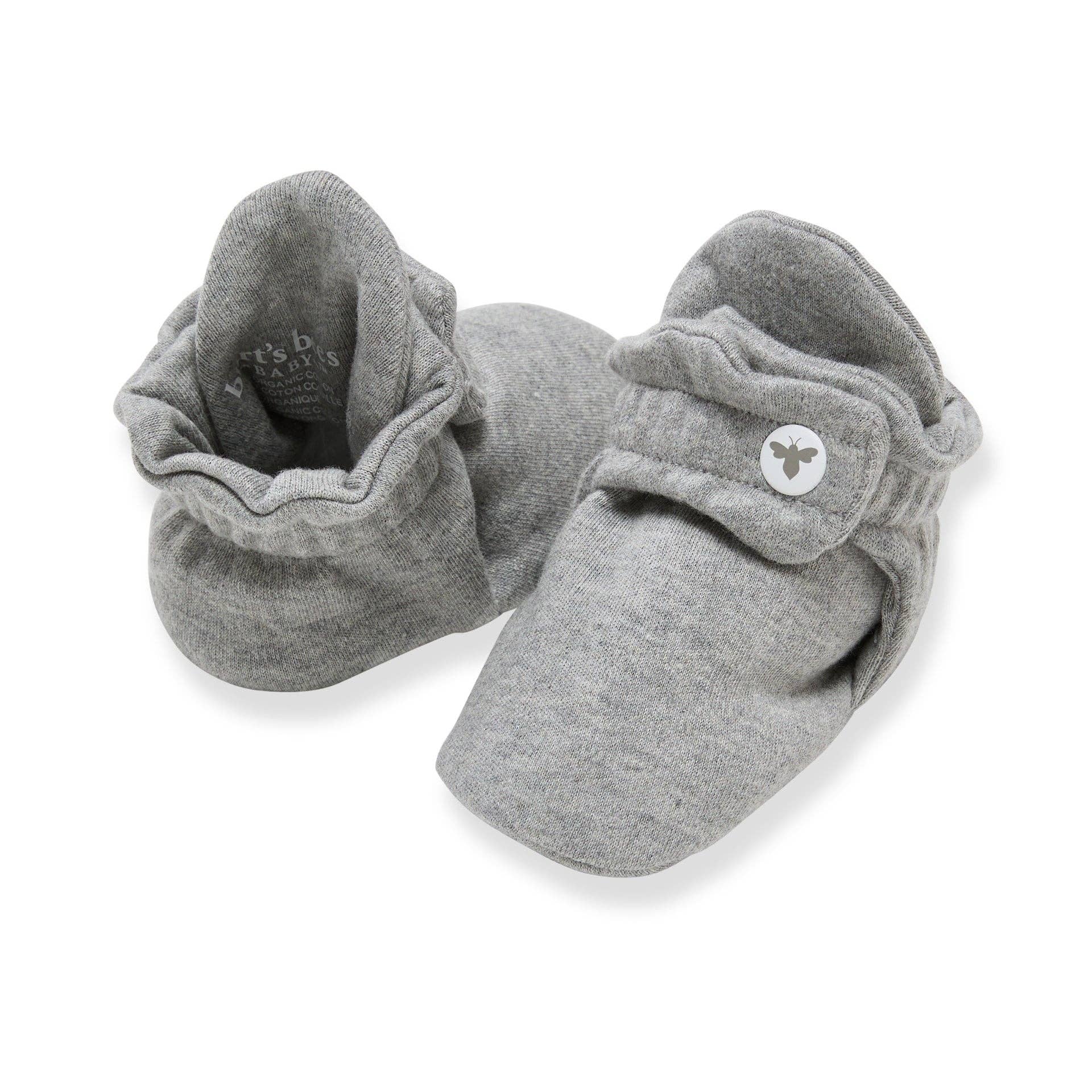 Solid Organic Cotton Baby Booties - Heather Grey