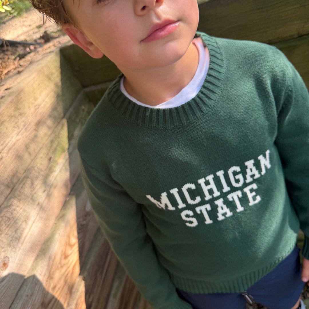 Kids Michigan State Block Letters Knit Sweater