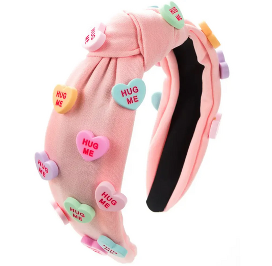 Valentines Headband Candy Heart Knot (Pink)