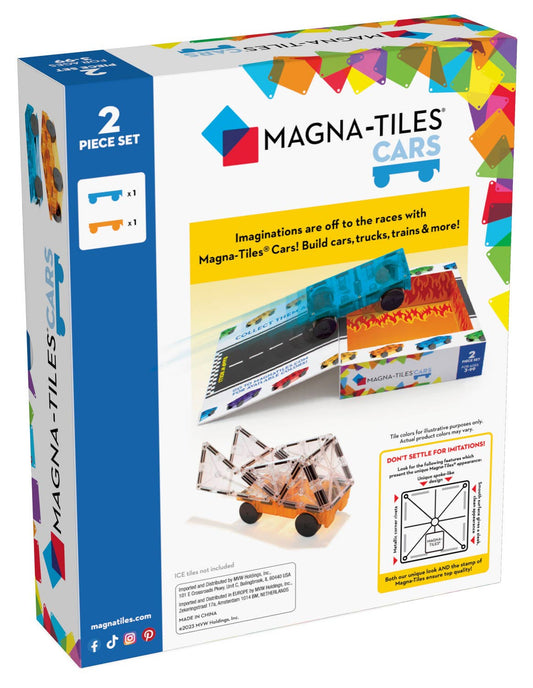 Magna-Tiles Cars 2-Piece Expansion Set: Blue & Orange