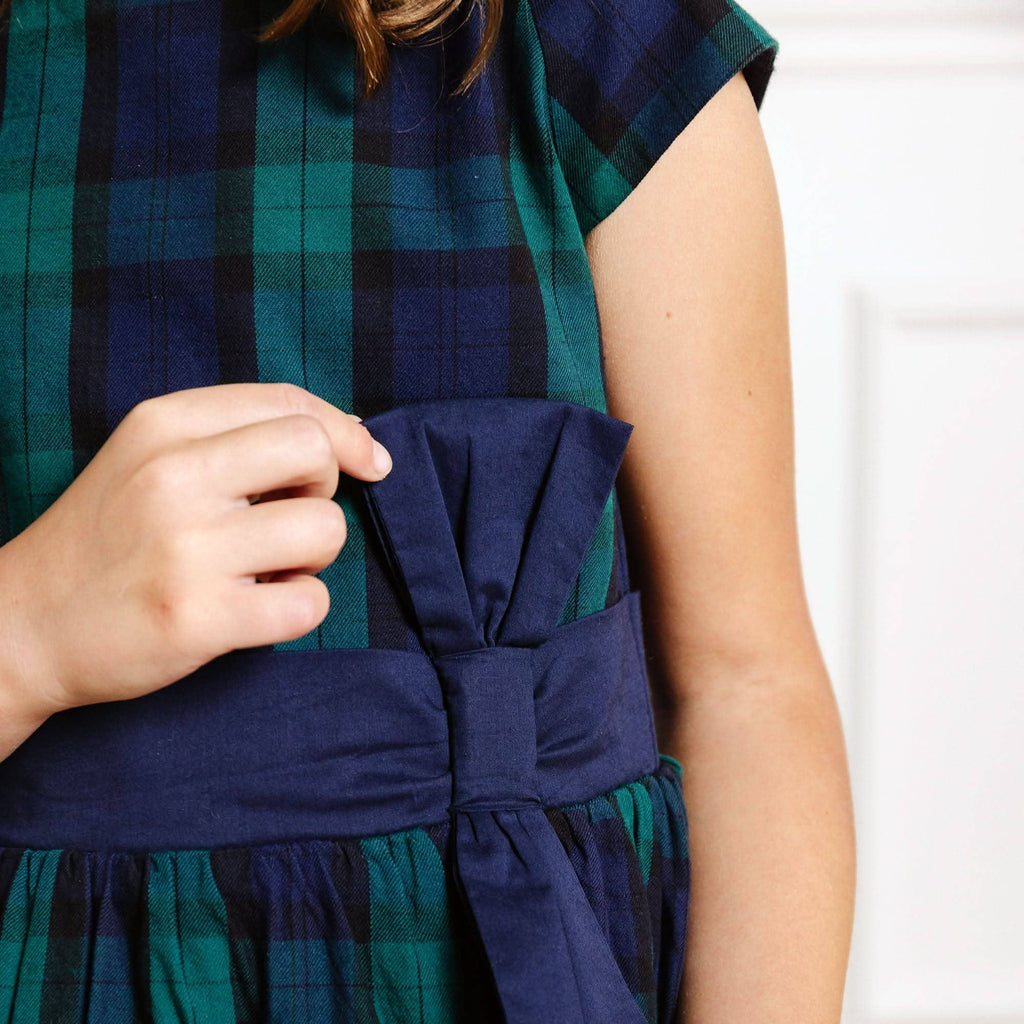Cap Sleeve Organic Party Dress with Bow Sash
