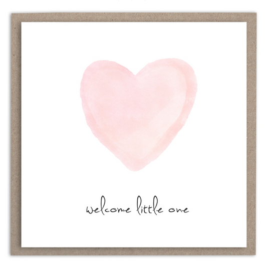 Welcome Little One Pink Heart Mini Card