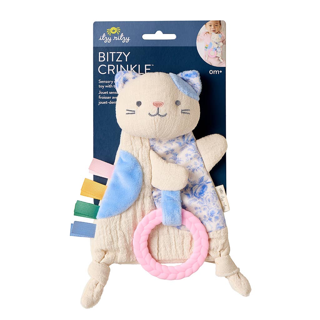 Crinkle Kitty Sensory Toy with Teether
