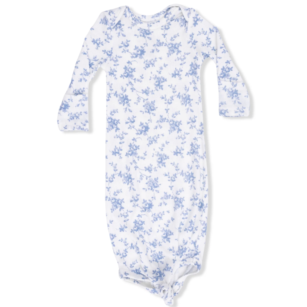 Baby Blue Vines Floral Knotted Gown & Headband