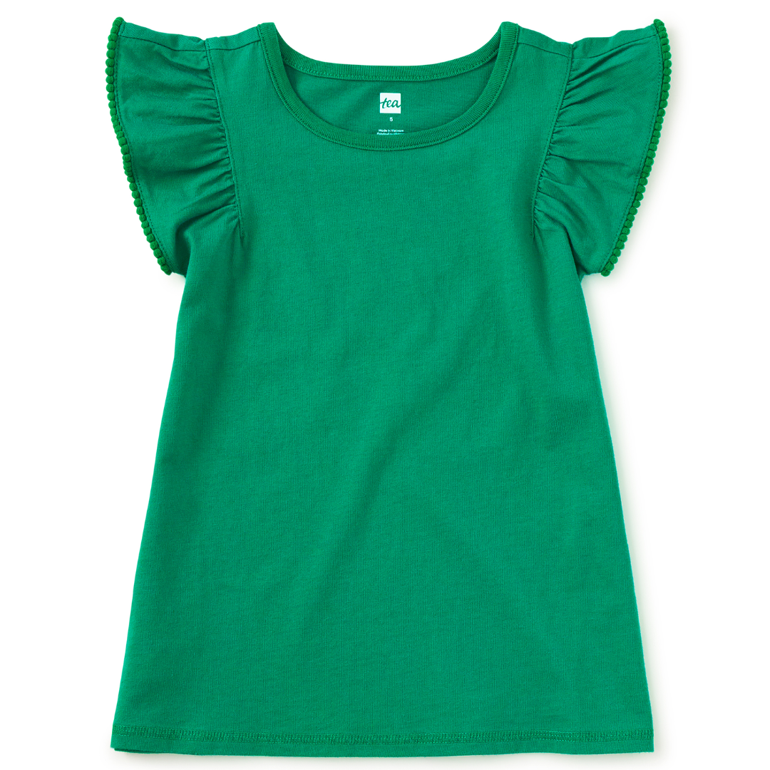 Viridian Pom-Pom Flutter Top
