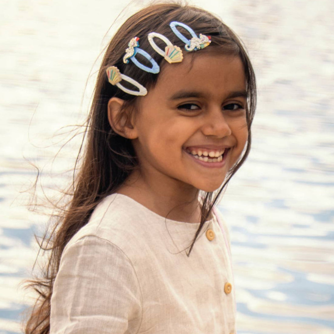 Rainbow Shell Hair Clips