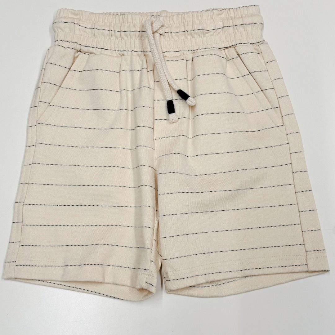 Cream Navy Stripe Pull On Shorts