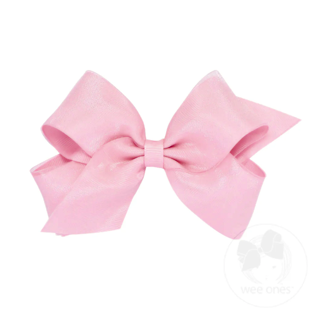 Organza Overly Medium Grosgrain Hair Bows (Pinks)