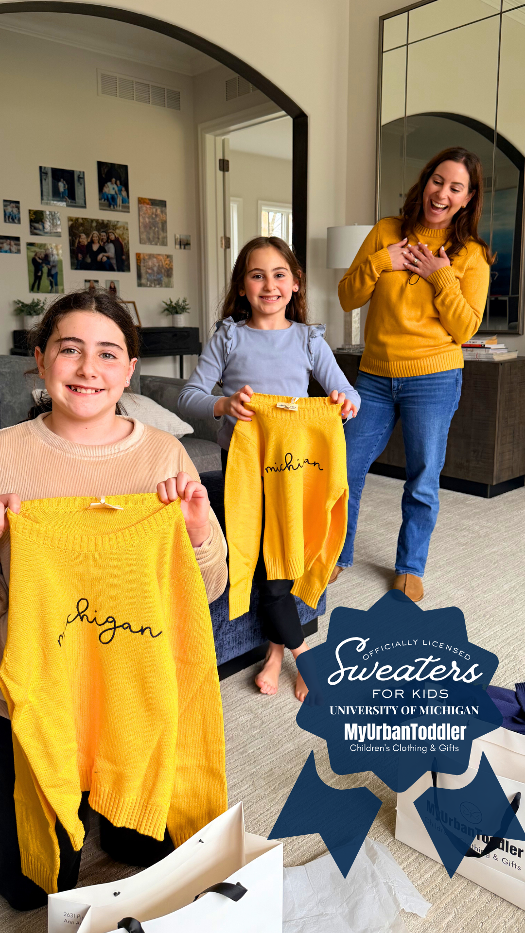 Maize Michigan Cursive Knit Sweater