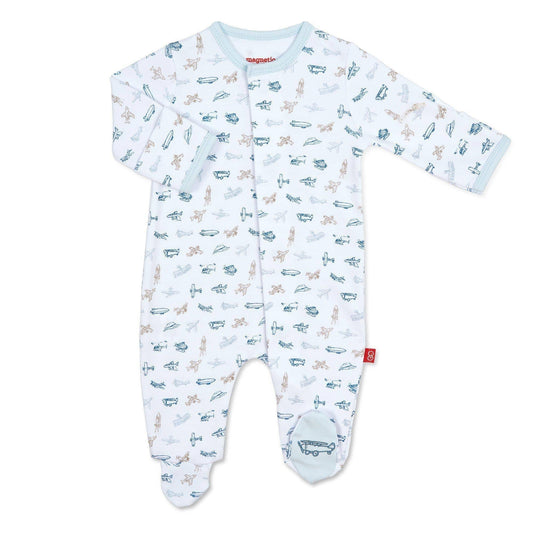 Airplanes Organic Cotton Magnetic Footie