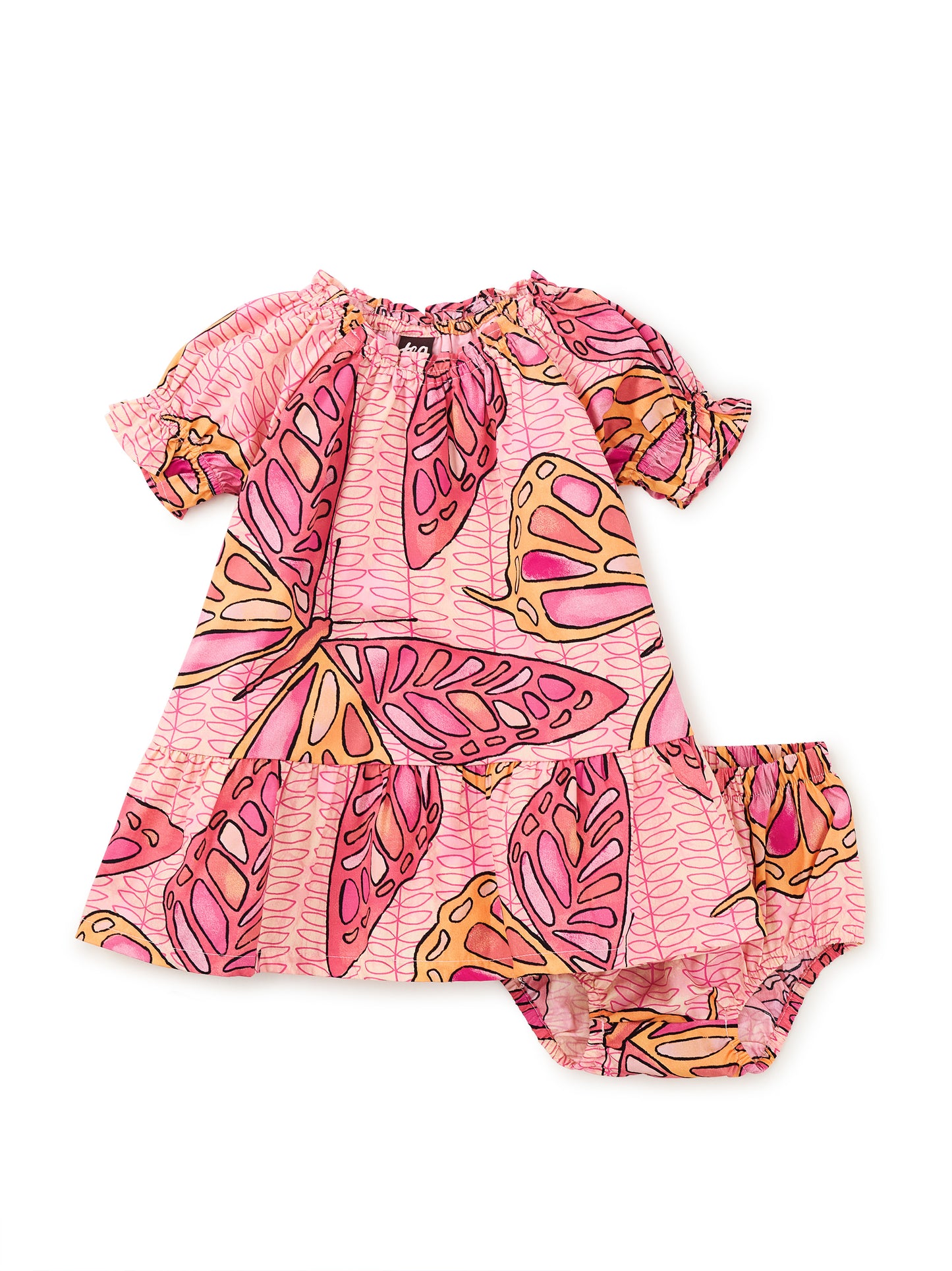 Batik Butterfly Puffed Sleeve Baby Dress