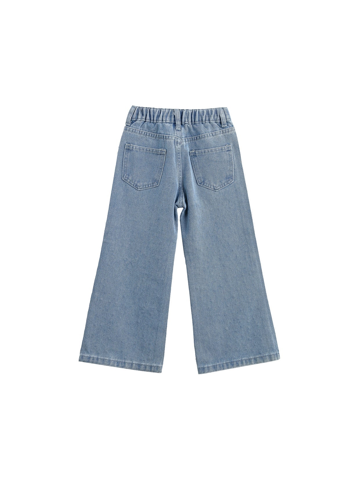 Bow Embroidered Rhinestone Wide Leg Denim Pants