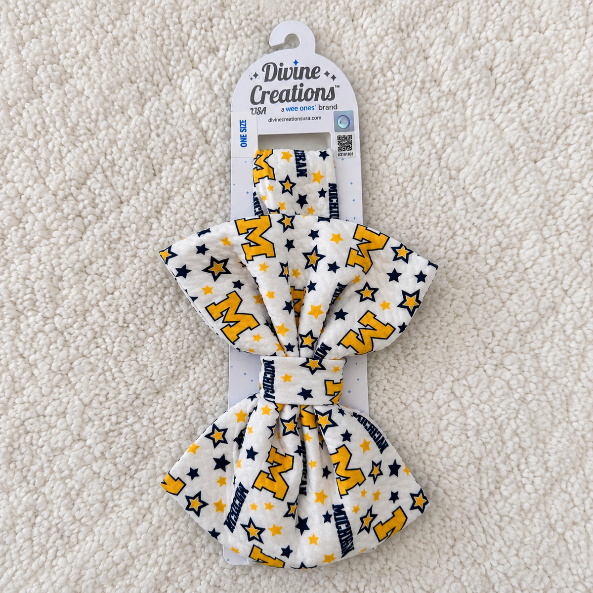 Michigan Print Textured Bow Headband