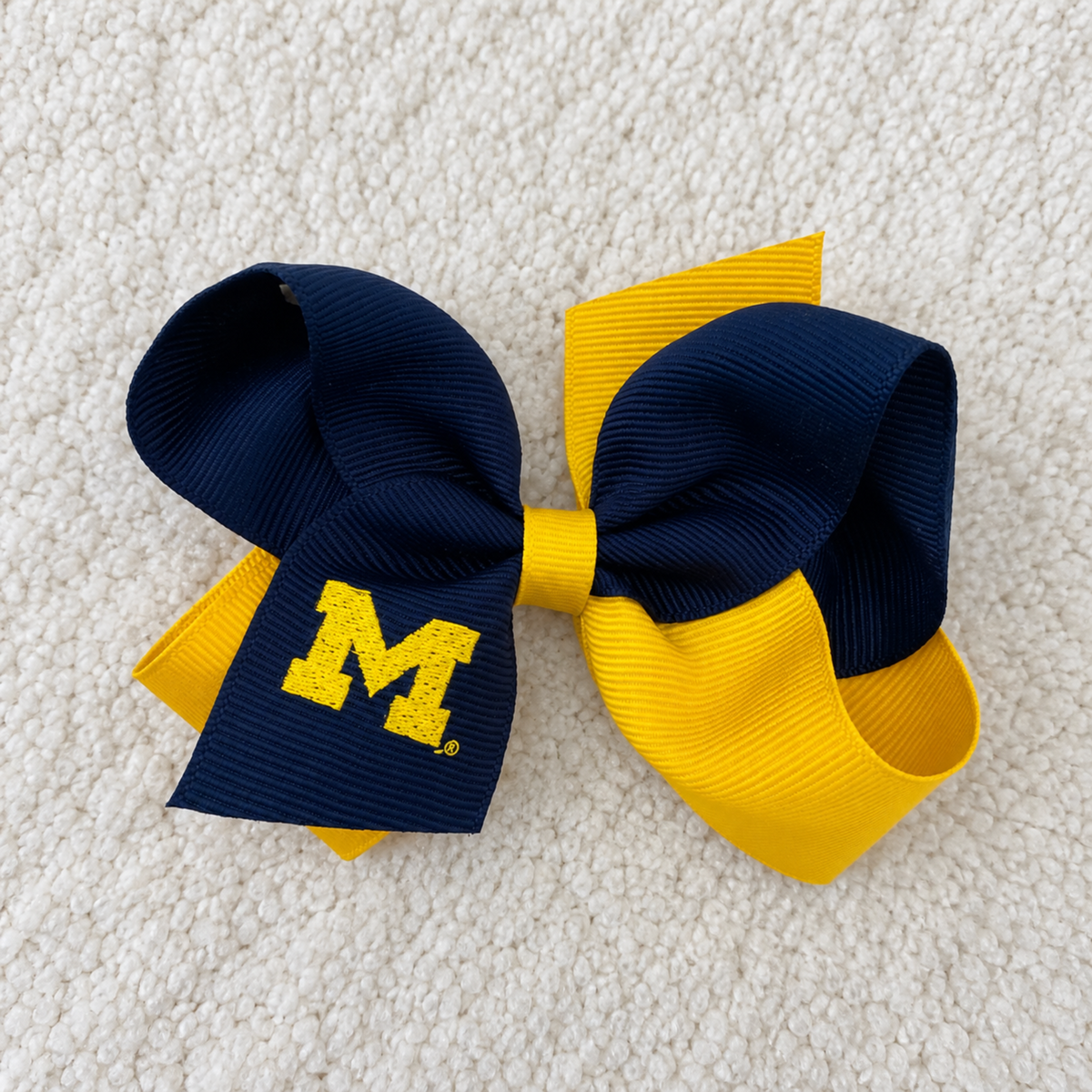 Michigan Medium Two Toned Embroidered Grosgrain Bow