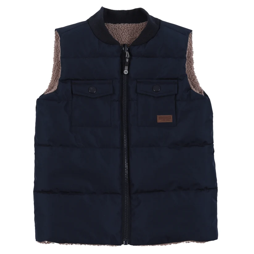 Navy Blue Reversible Sleeveless Quilted Jacket