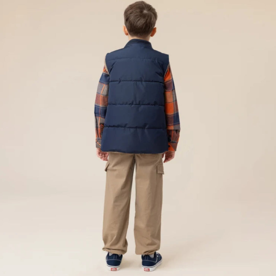 Navy Blue Reversible Sleeveless Quilted Jacket